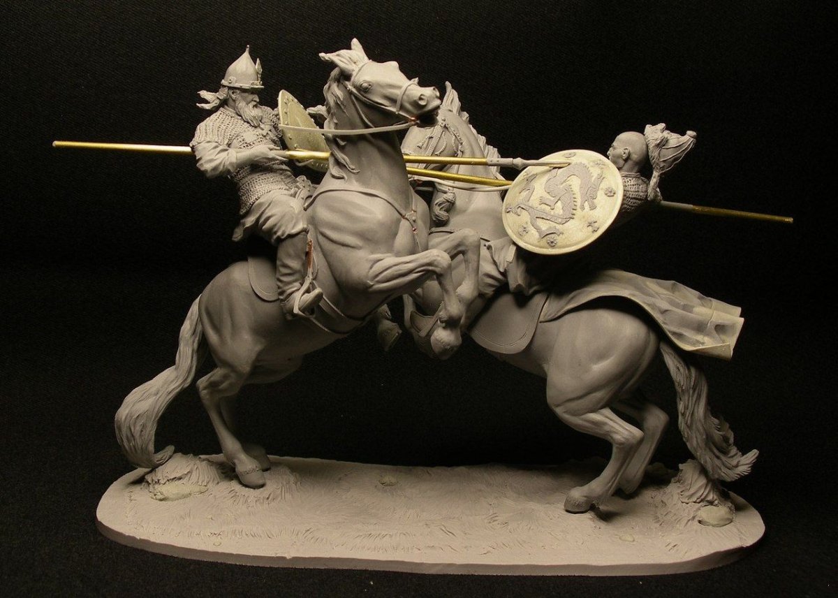 Рыцари сражаются на конях