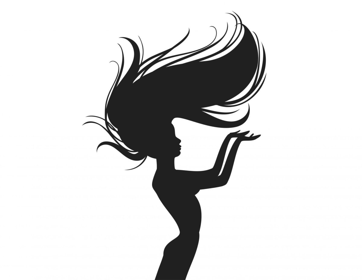 Силуэт девушки с длинными волосами