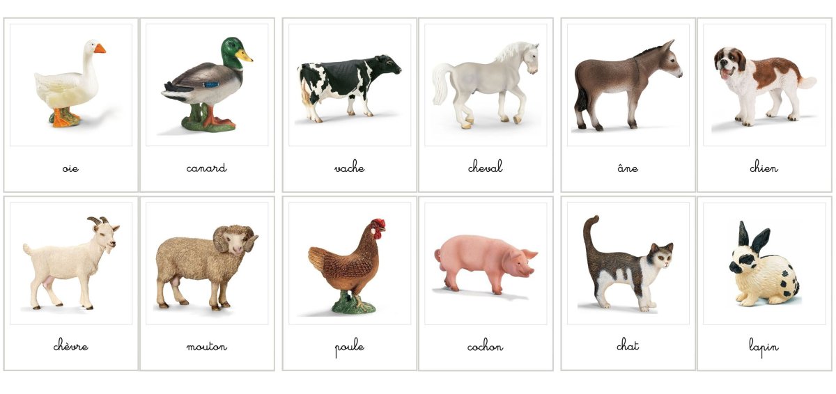 Карточки с животными на французском