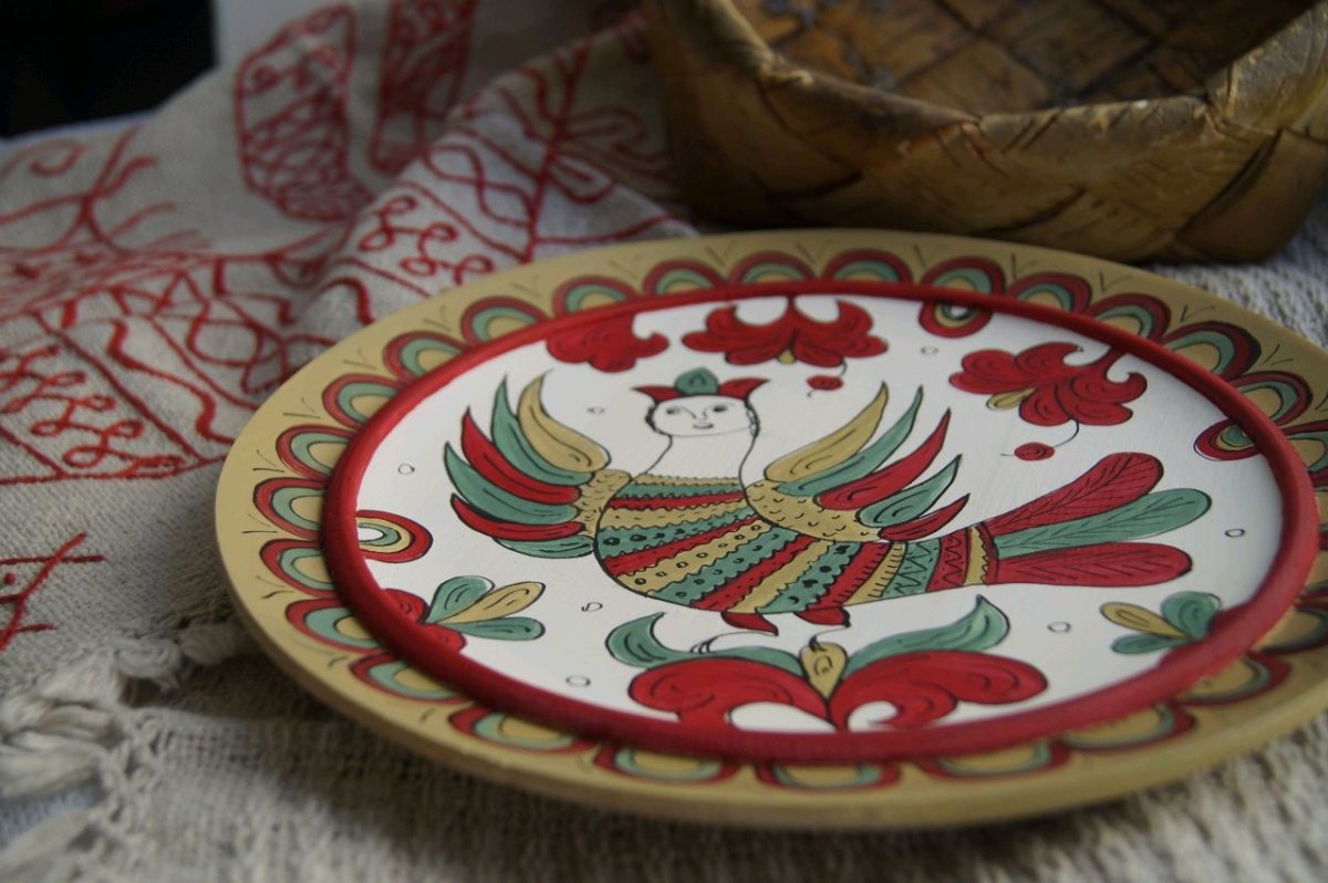 Пермогорская роспись тарелка