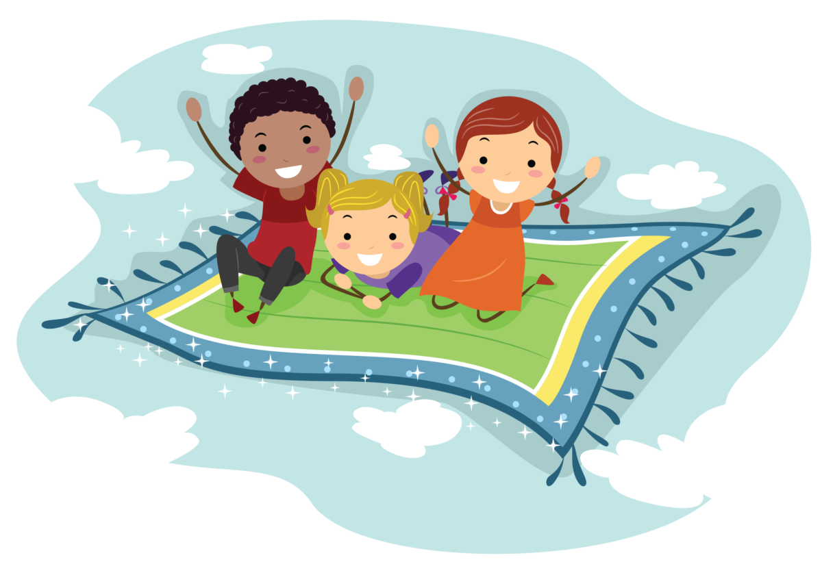 Дети на ковре самолете