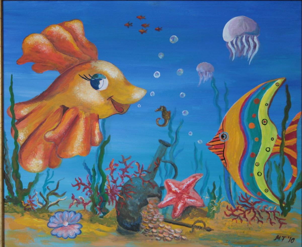 Подводный мир красками для детей