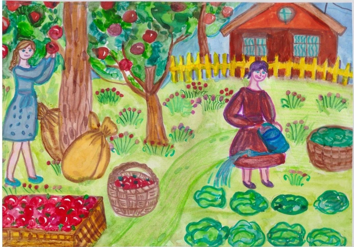 Сюжетная картина сбор урожая