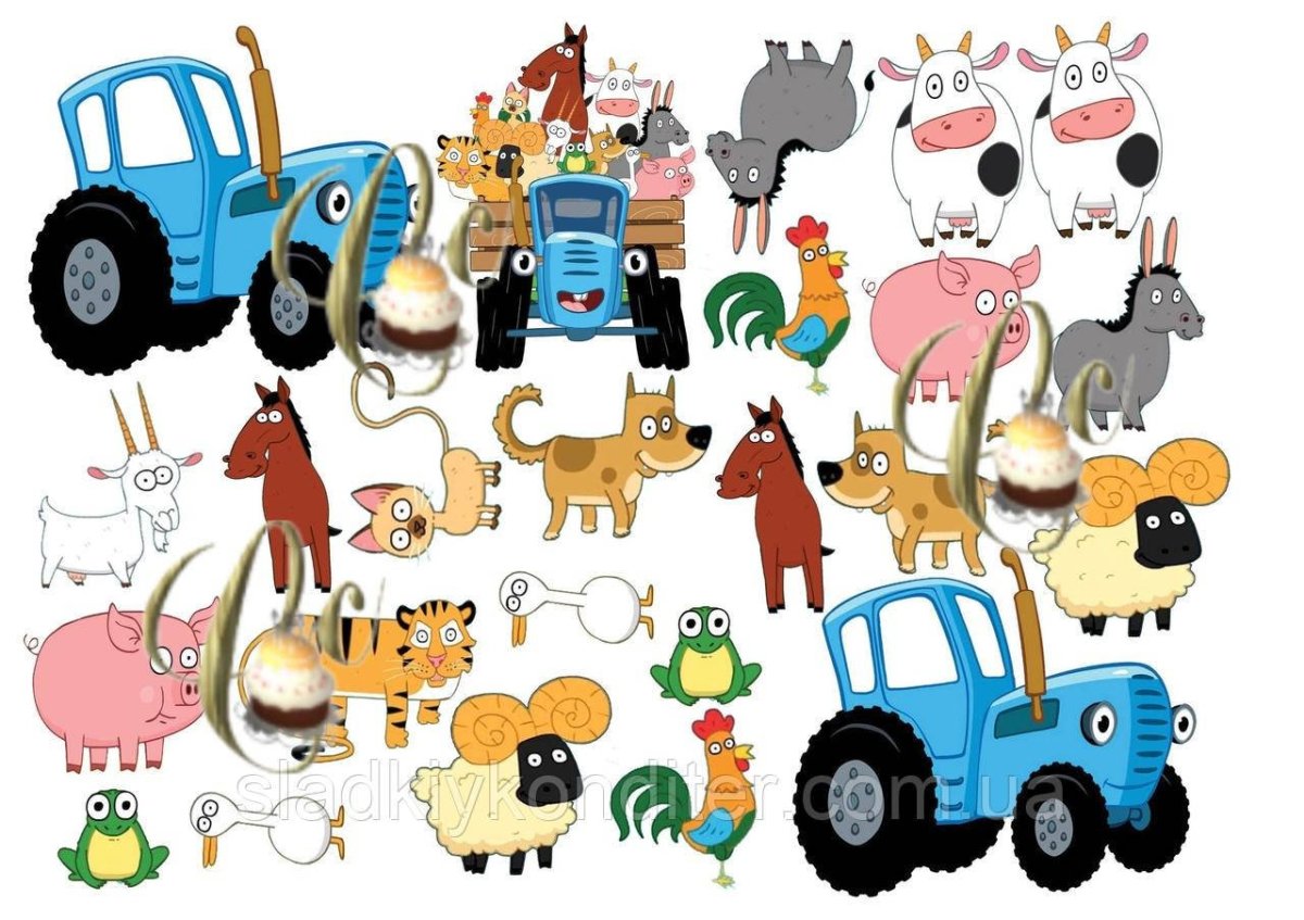 Ткань синий трактор