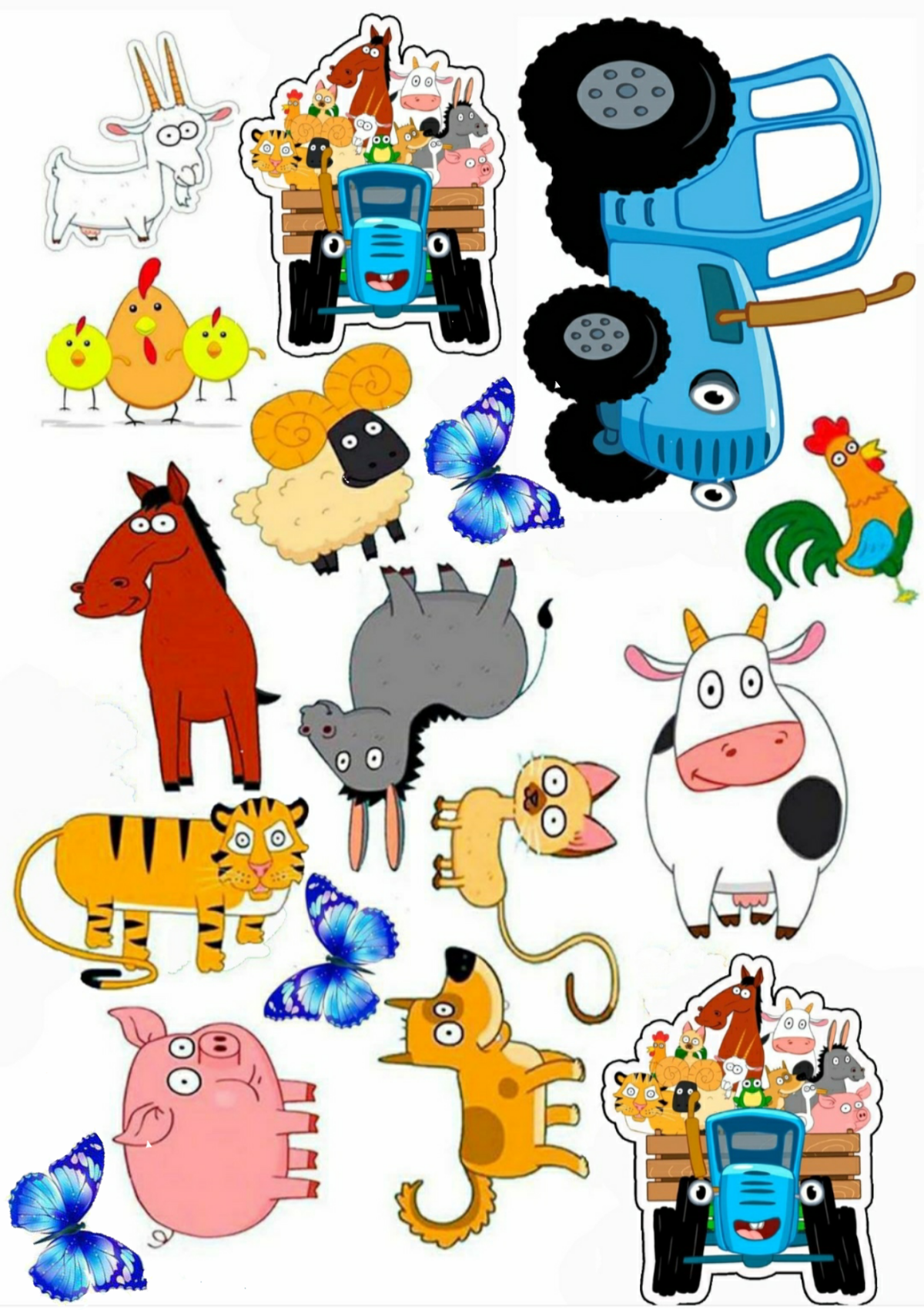 Синий трактор печать на торт