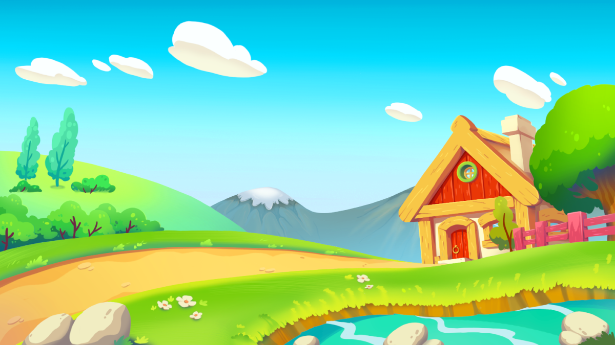 Мультяшная Поляна с домиками