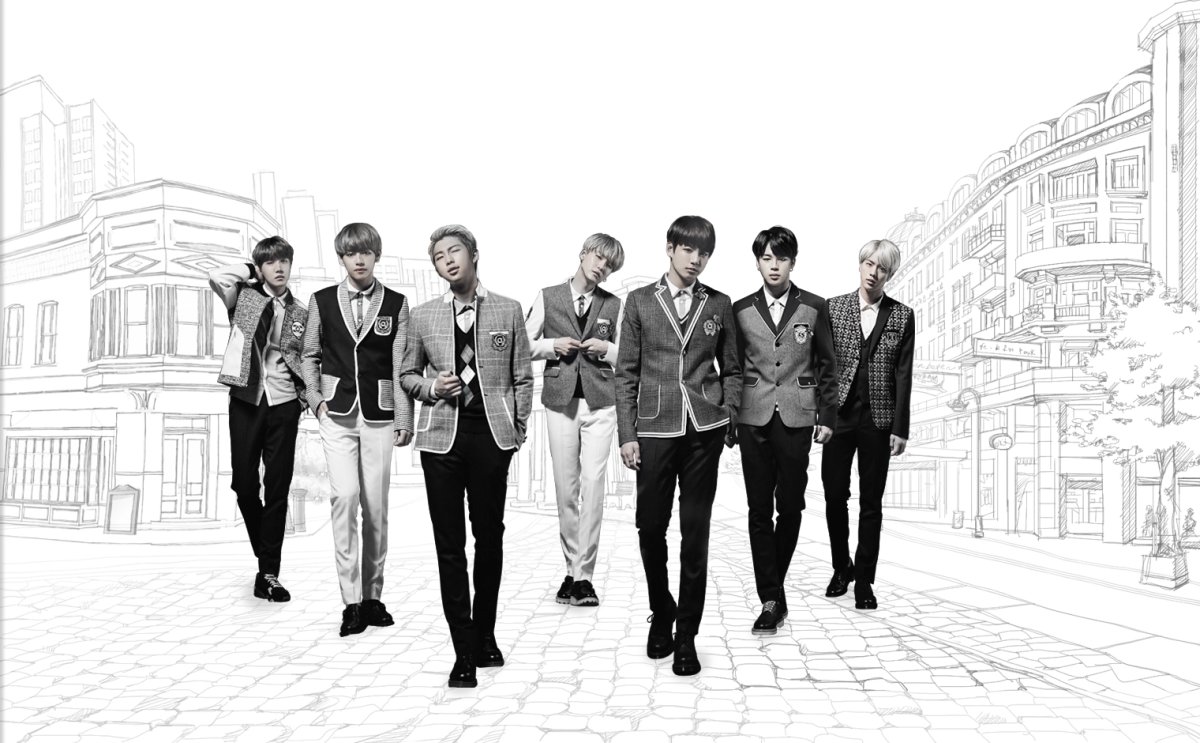 Картина БТС черно белая