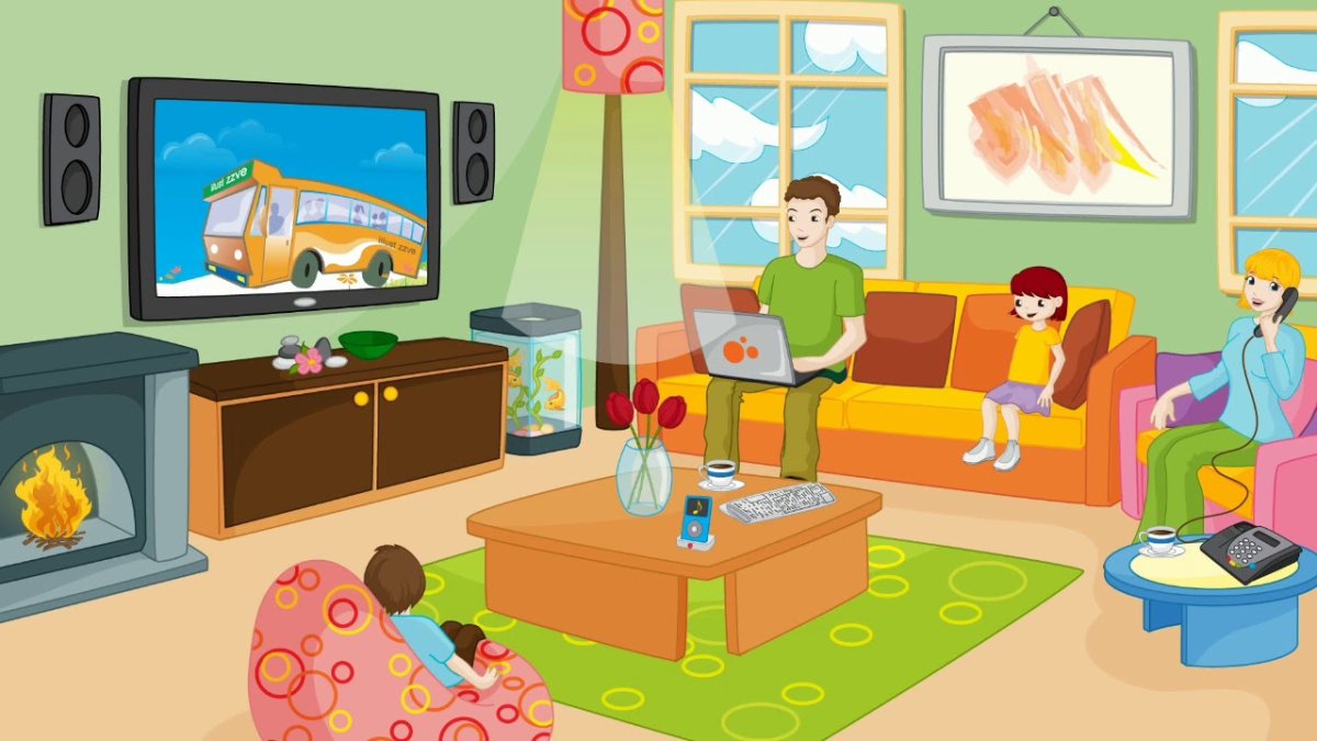 Мультяшные квартира гостиная