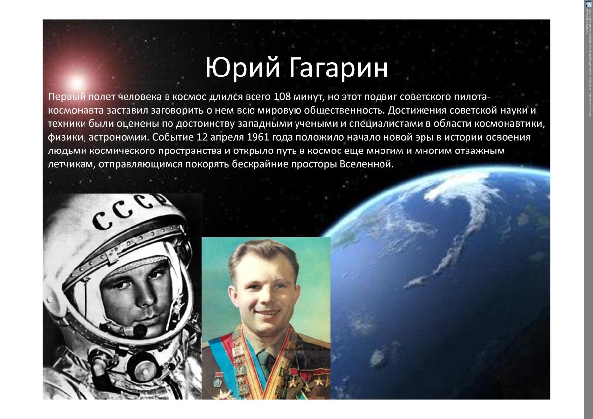 Герои космоса Гагарин