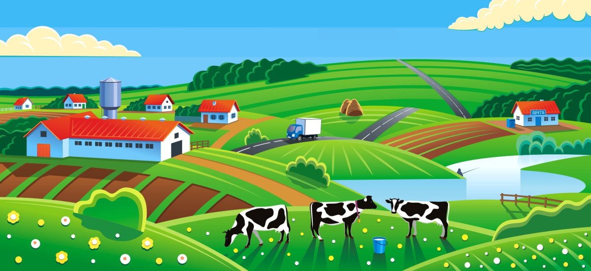 Фон деревня коровы