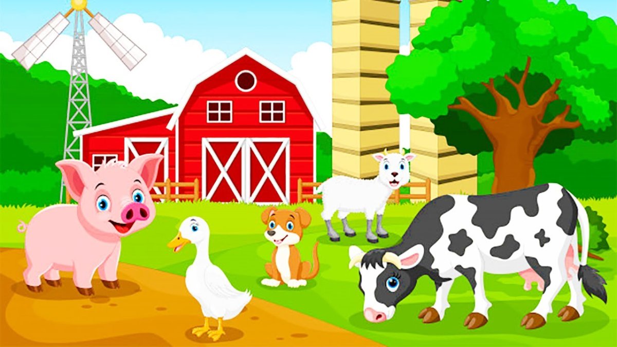 Мультяшная ферма с животными
