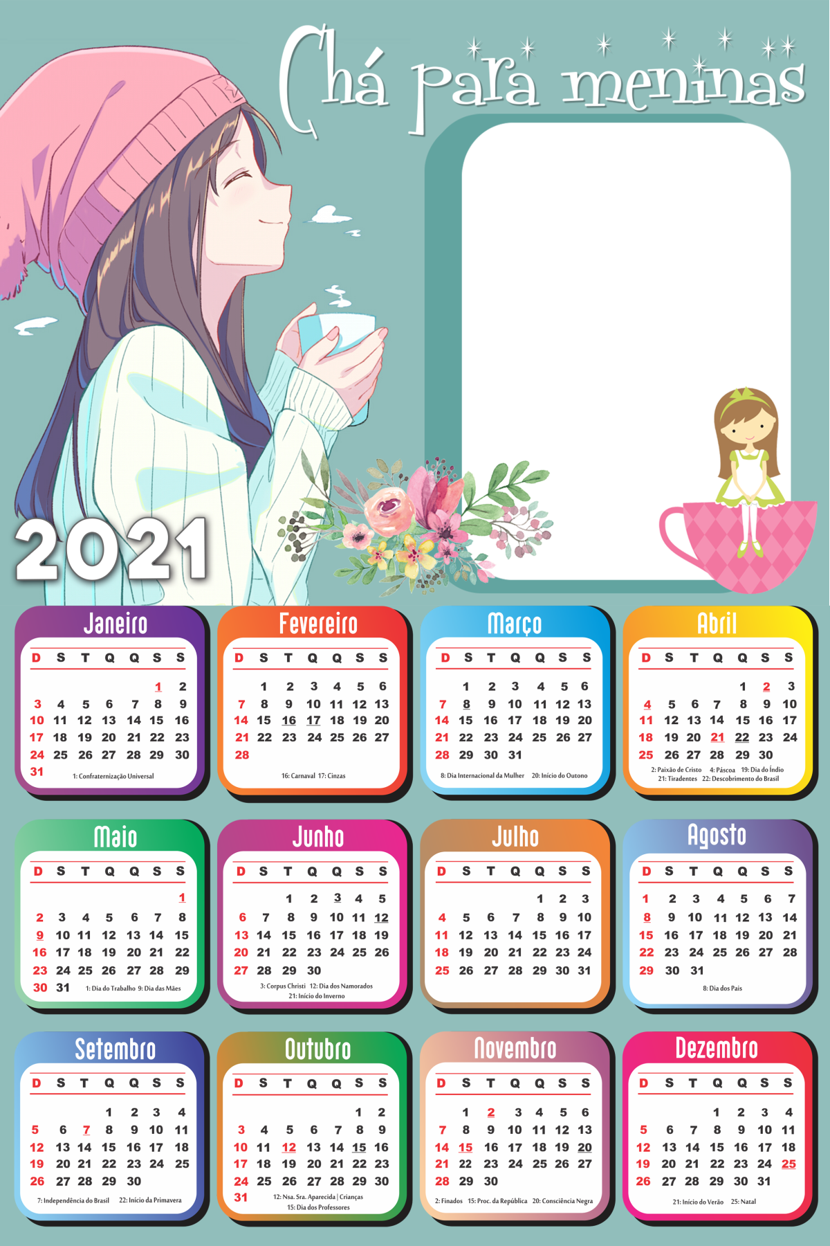 Календарь 2021 для девочек