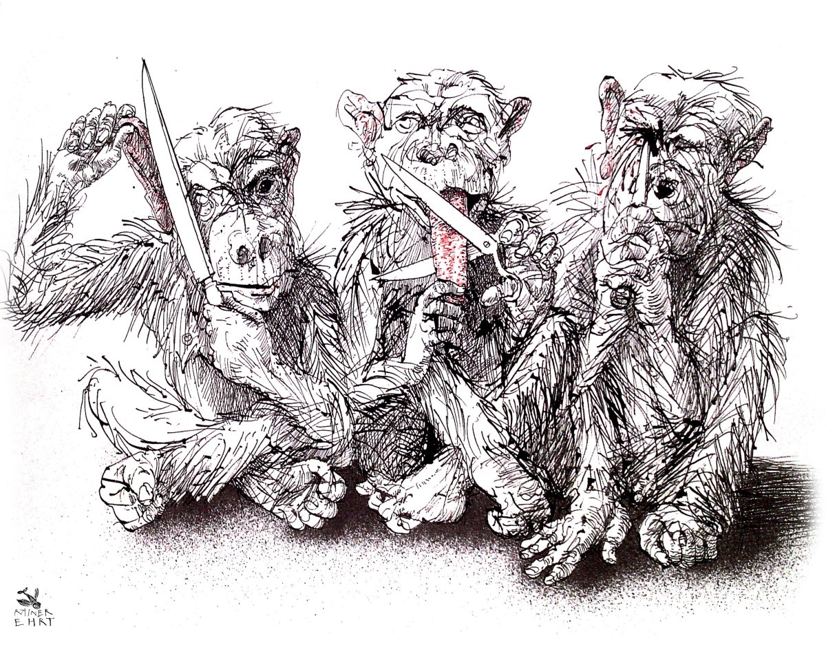 Обезьяна кривляется