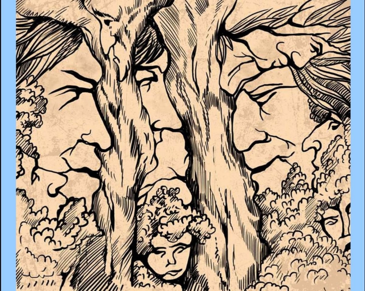 Иллюзия дерево с лицами