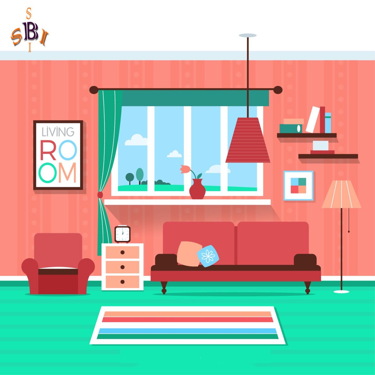 Мультяшный интерьер комнаты