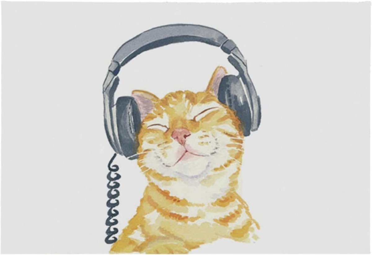 Кот в наушниках клипарт