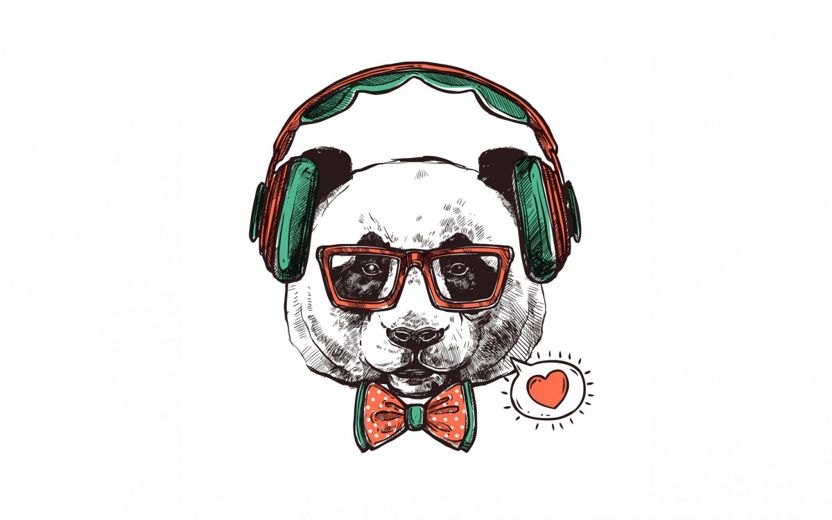 Панда в наушниках