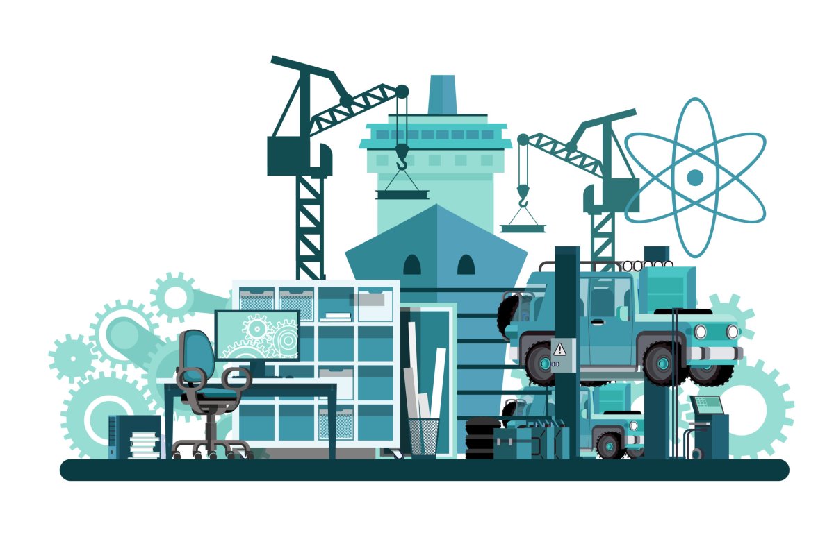 Машиностроительная отрасль рисованный