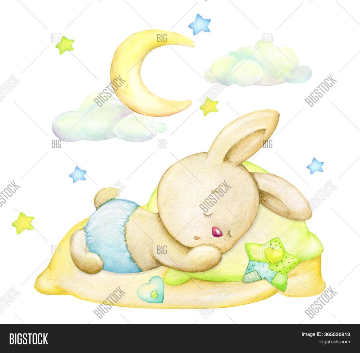 Спящий зайчик на облаке