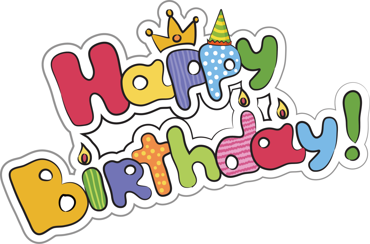 Разноцветная надпись с днем рождения