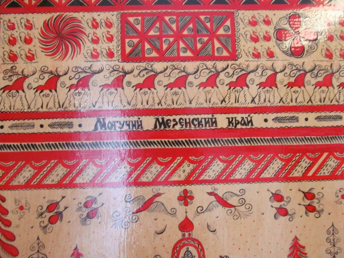 Северный олень Мезенская роспись