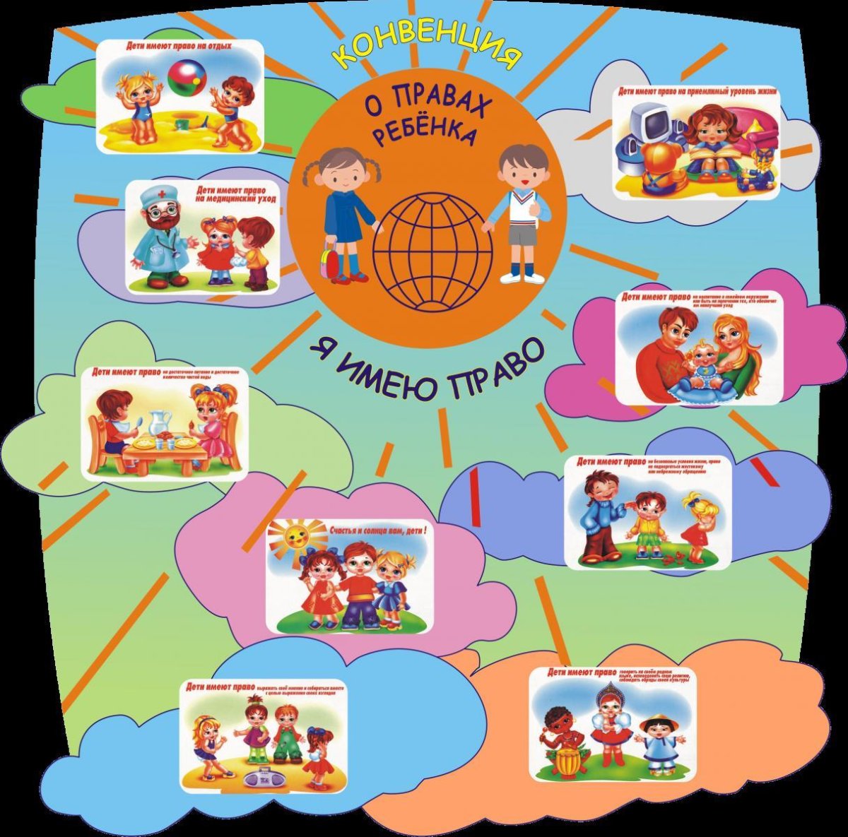 Набор сюжетных картинок к статьям конвенции ООН О правах ребенка