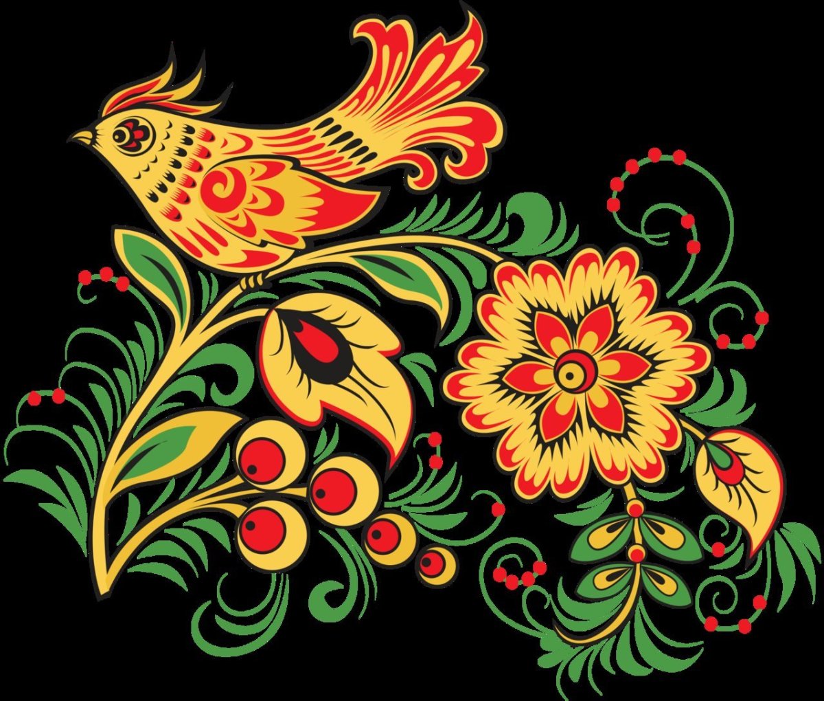 Городецкий стиль хохломской росписи