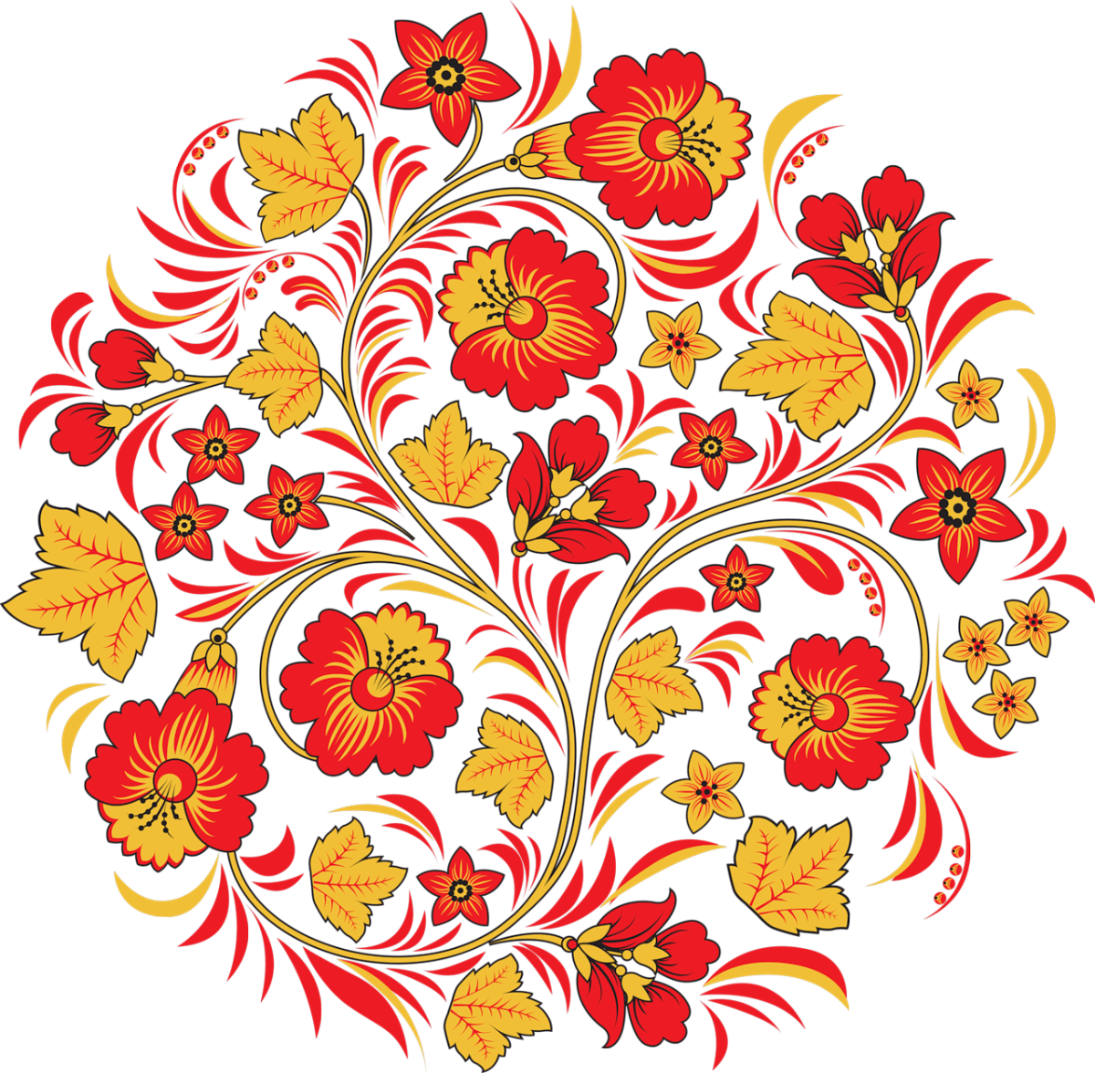 Хохлома на голубом фоне