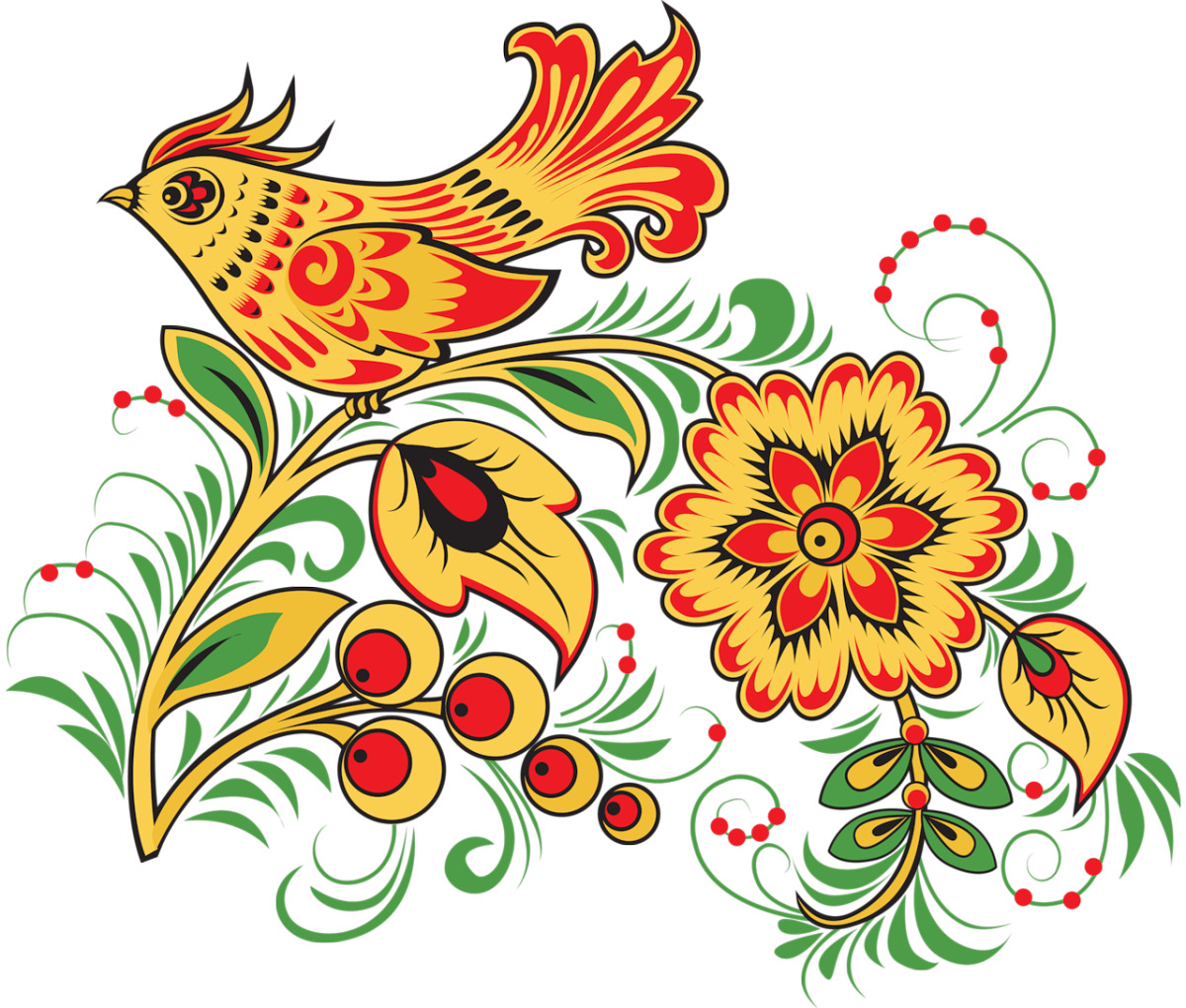 Элементы хохломской росписи клубника