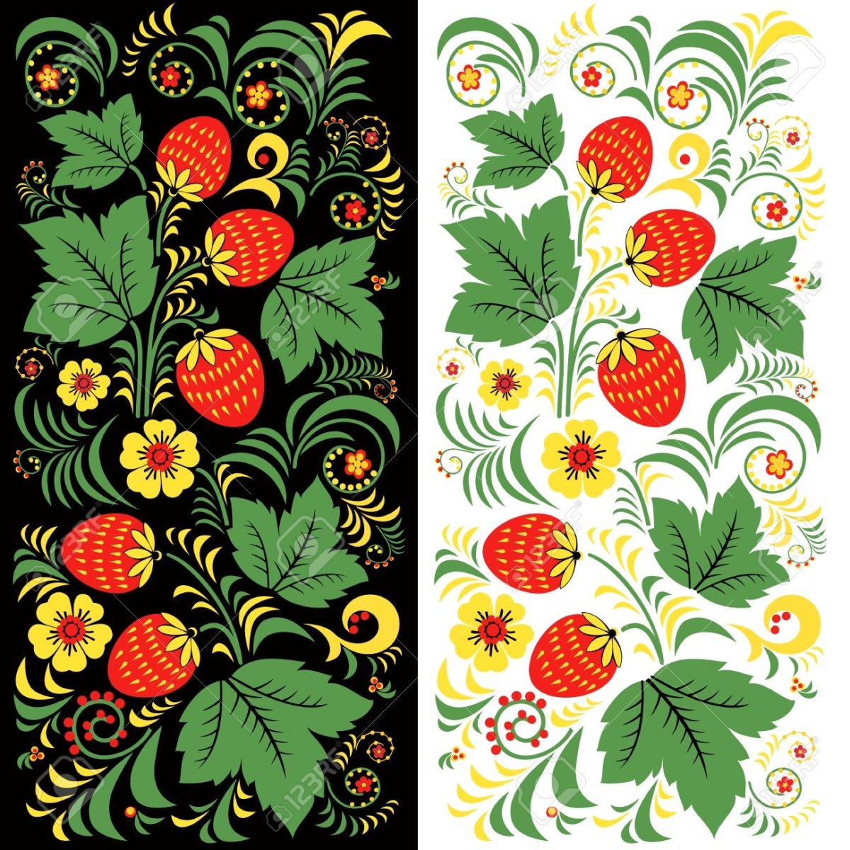 Орнамент русской кухни в полосе