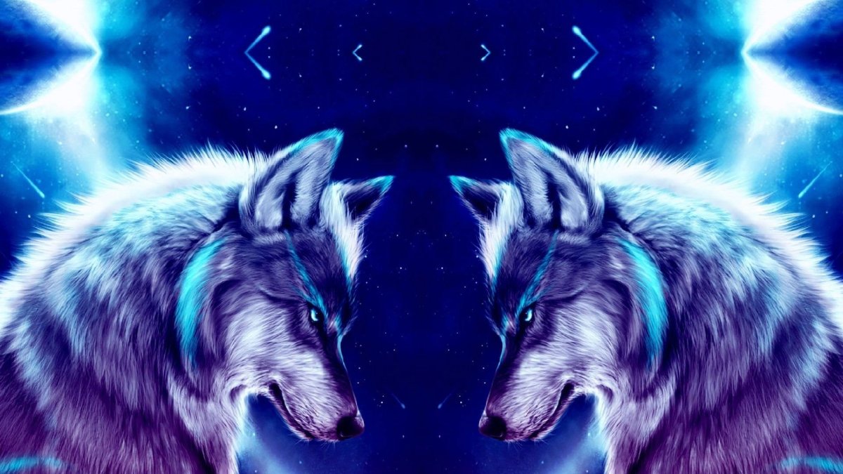 Волки на красивом фоне