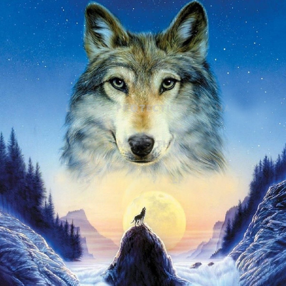 Алмазная мозаика на подрамнике 40 на 50 волки