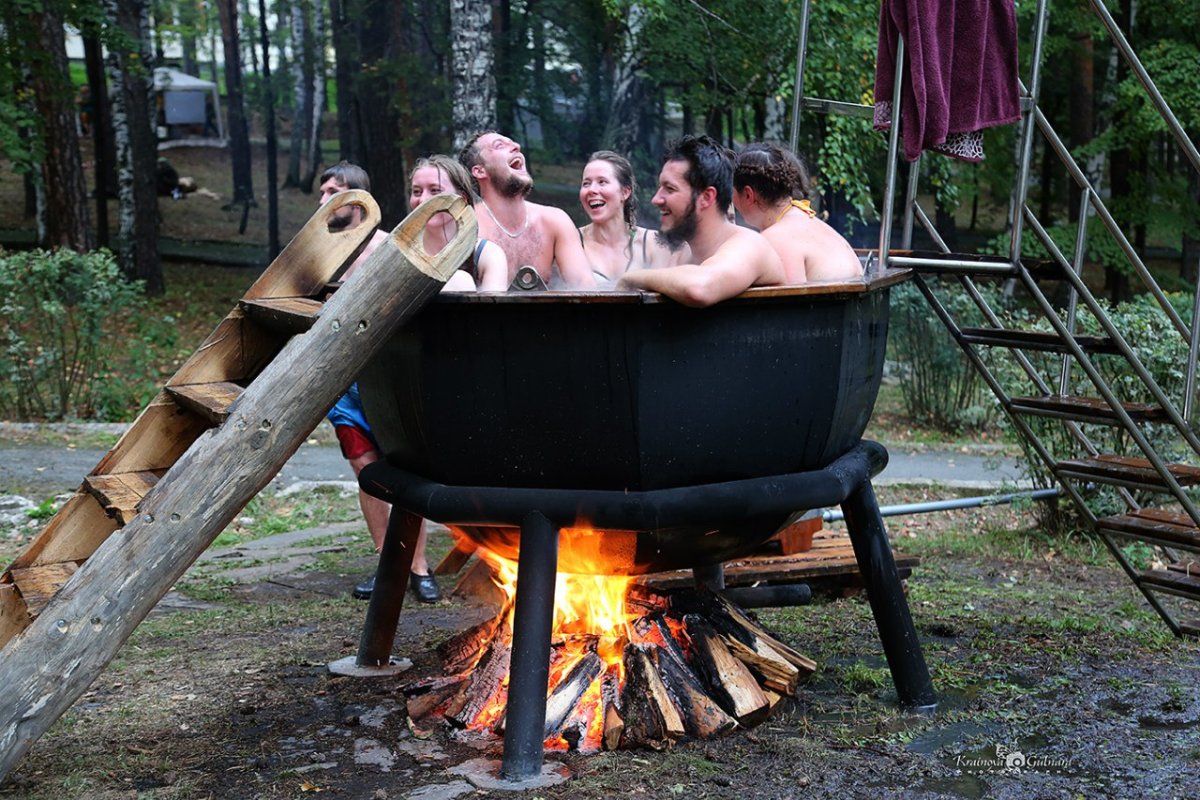 Чан для купания на дровах