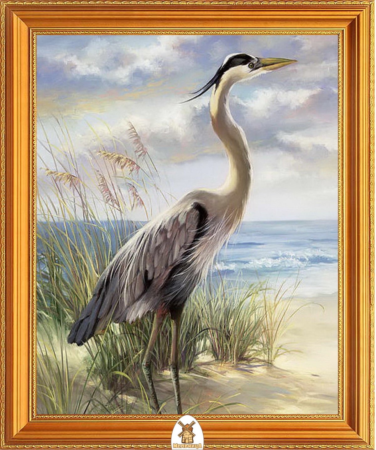 Цапля рисунок