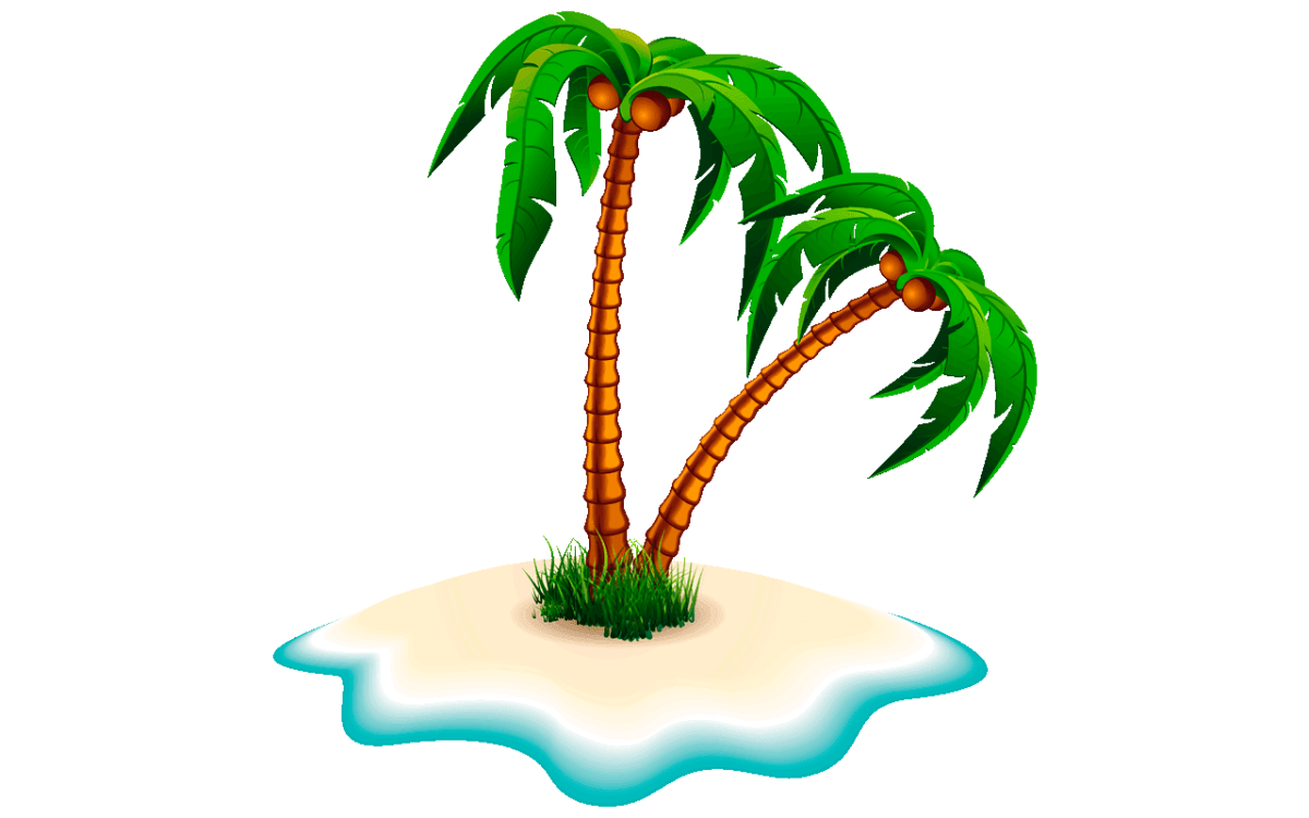 Мультяшный остров с пальмами