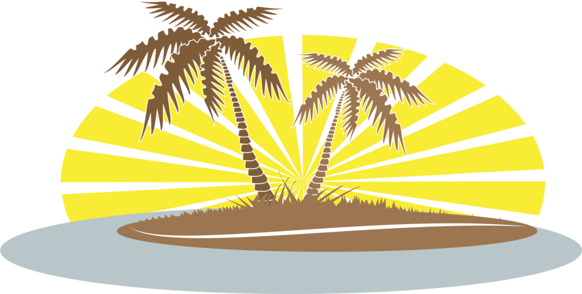 Пальма с солнцем на белом фоне