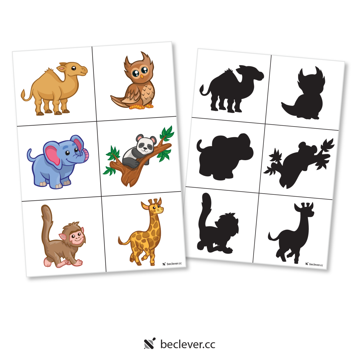 Тени животных для детей