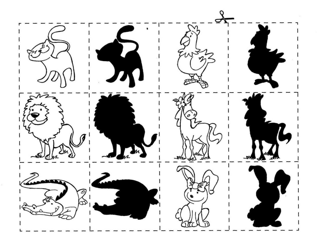 Тени животных задание для детей
