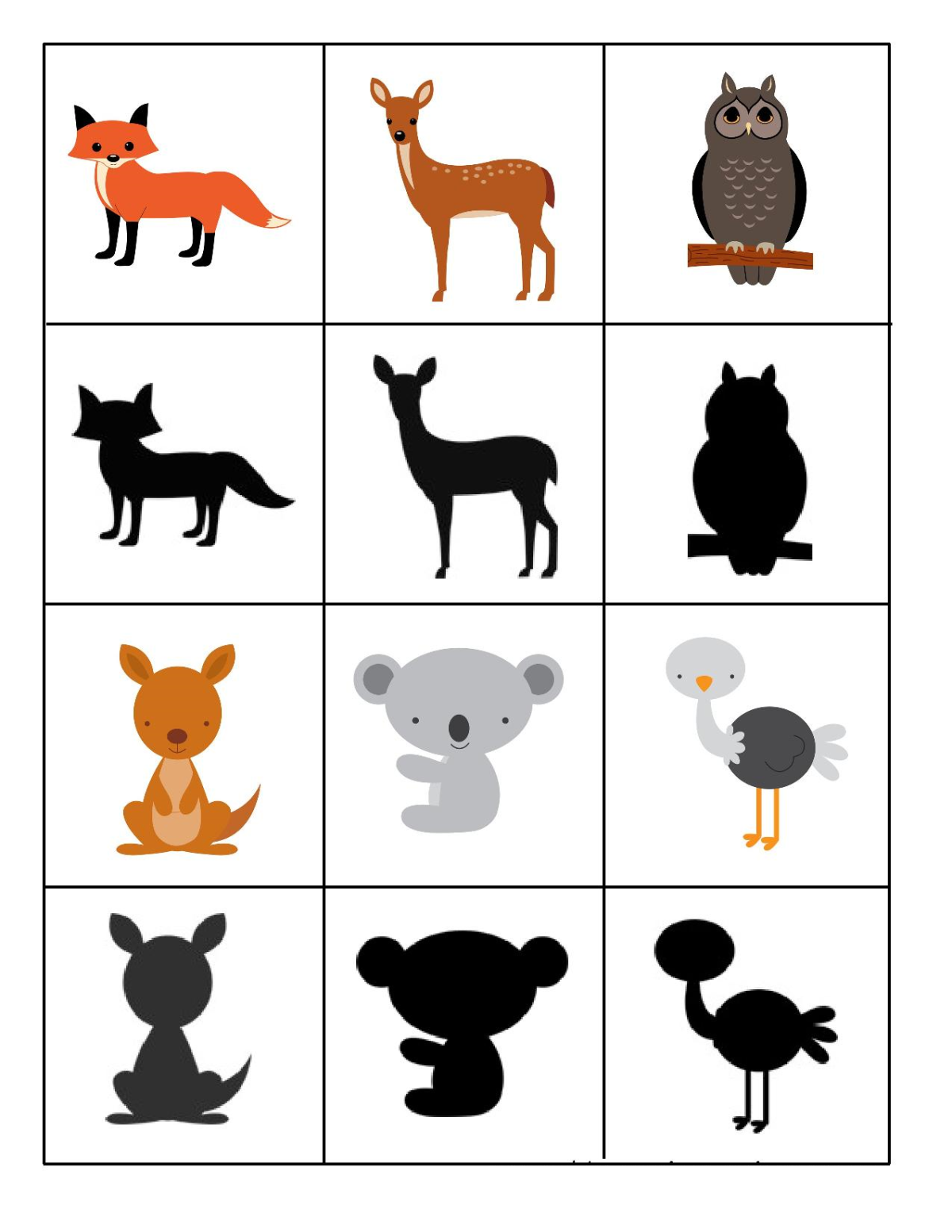 Силуэты животных для детей