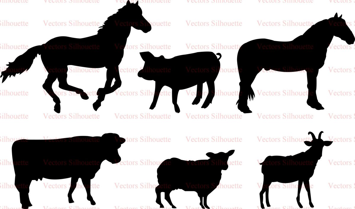 Силуэты домашних и диких животных