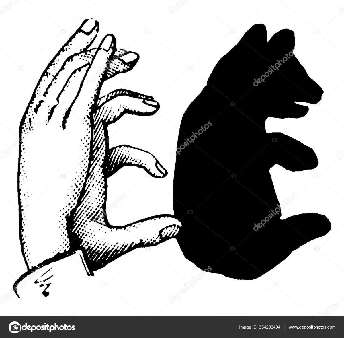 Театр теней медведь пальцами