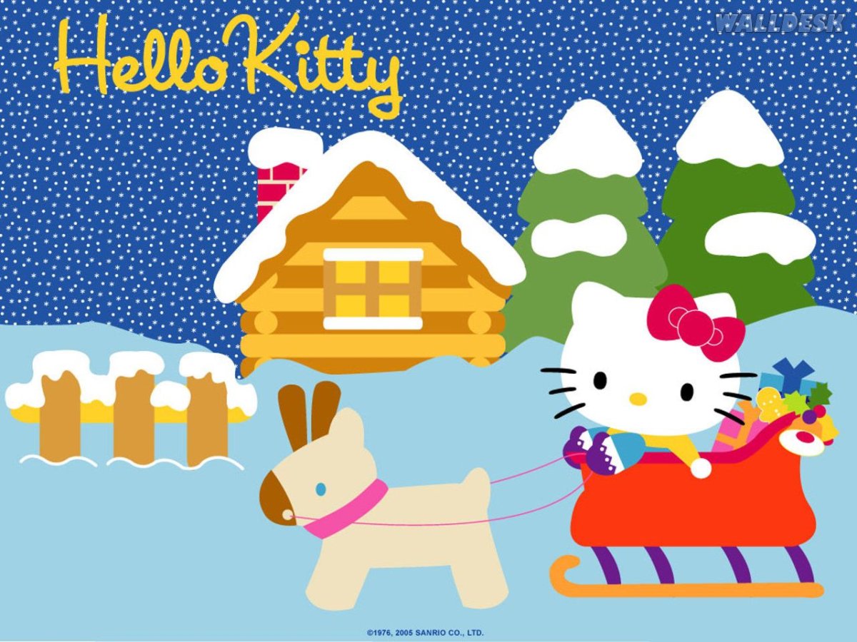 Новогодние обои с hello Kitty