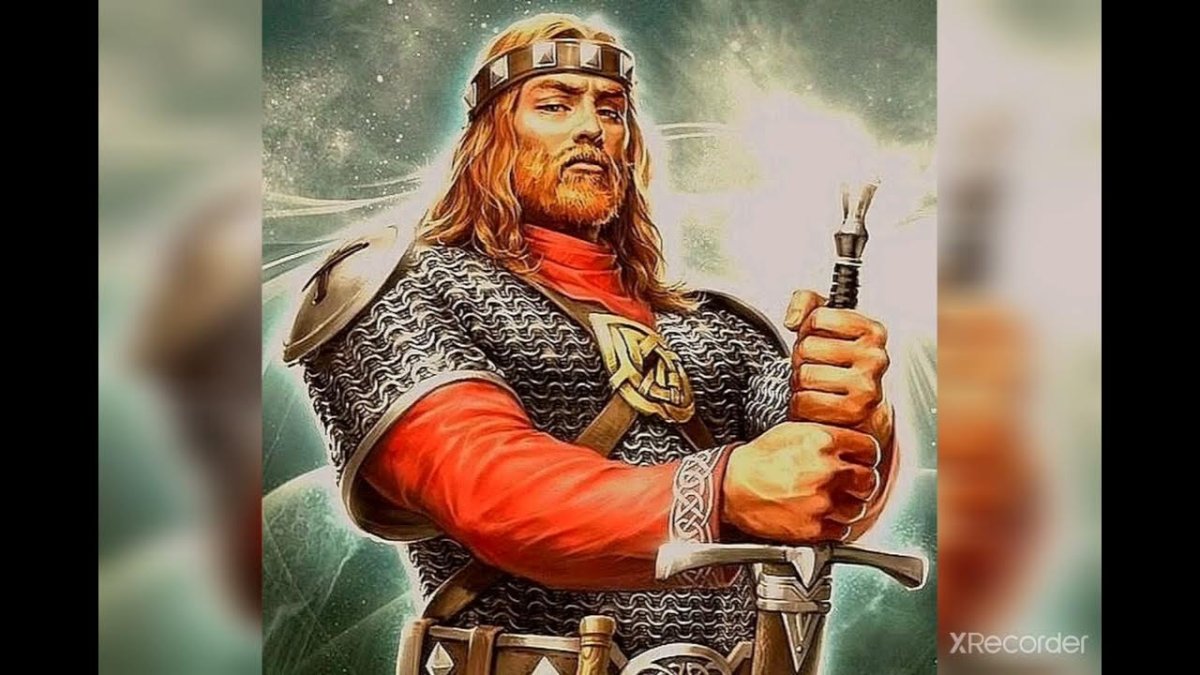 Богатырь с мечом и щитом