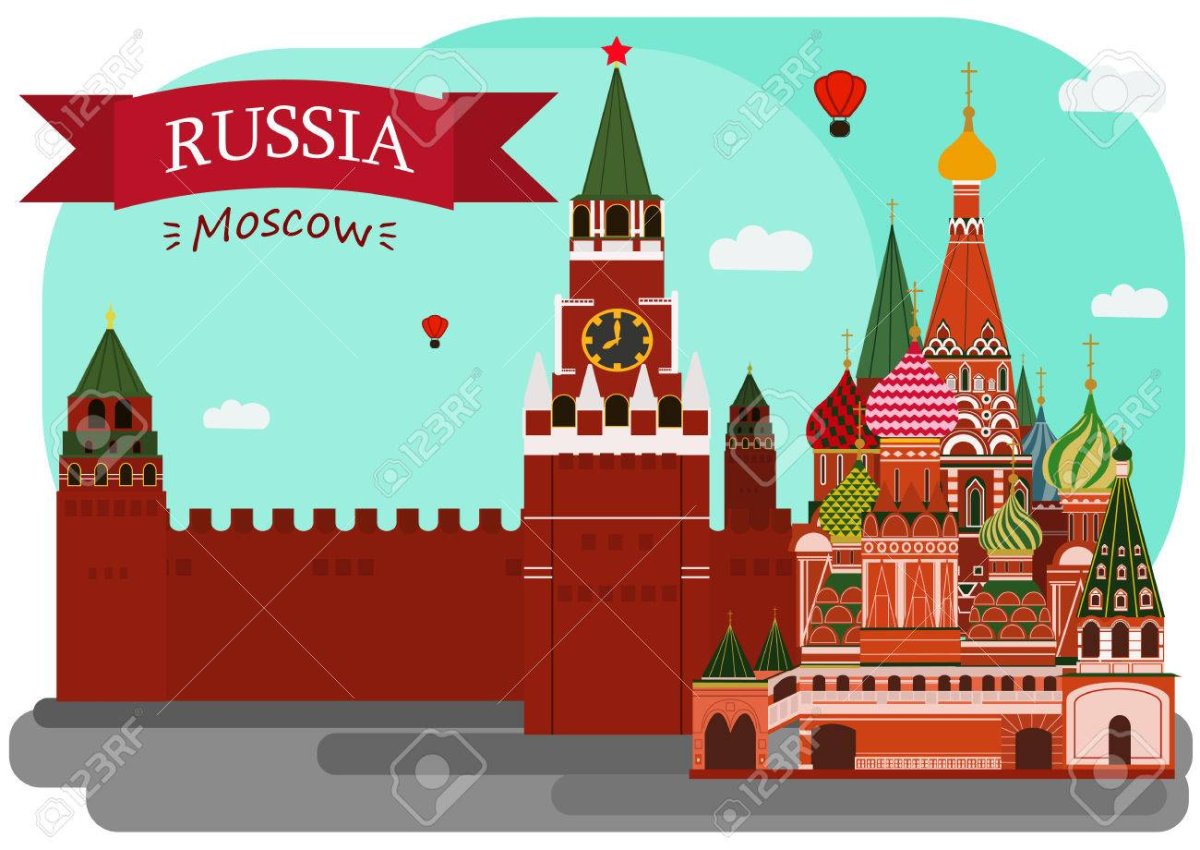 Кремль нарисованный в мультяшном стиле