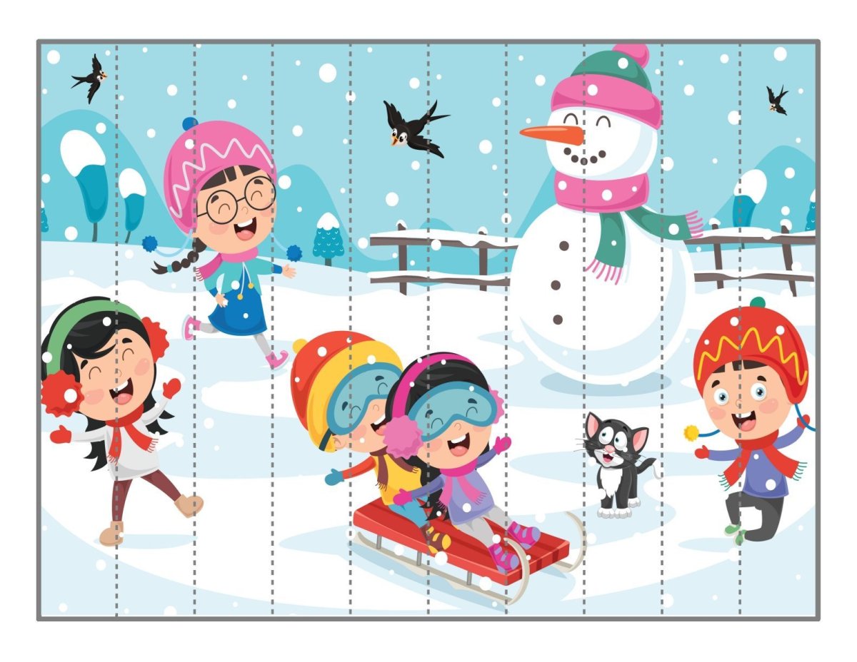 Пазлы зимние забавы для детей