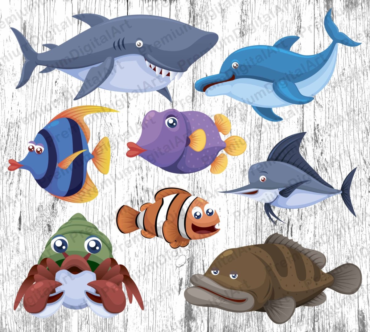 Рыбки и морские обитатели мультяшные