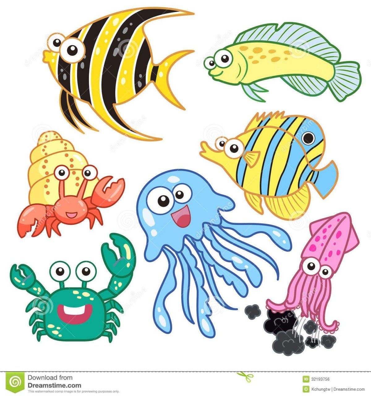 Морские обитатели рисунки детские на белом фоне