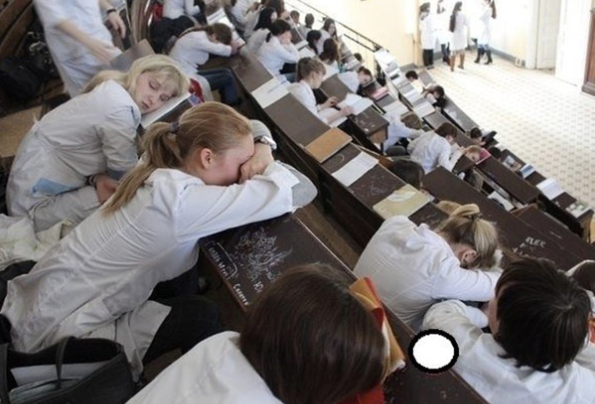 Спящий студент медик