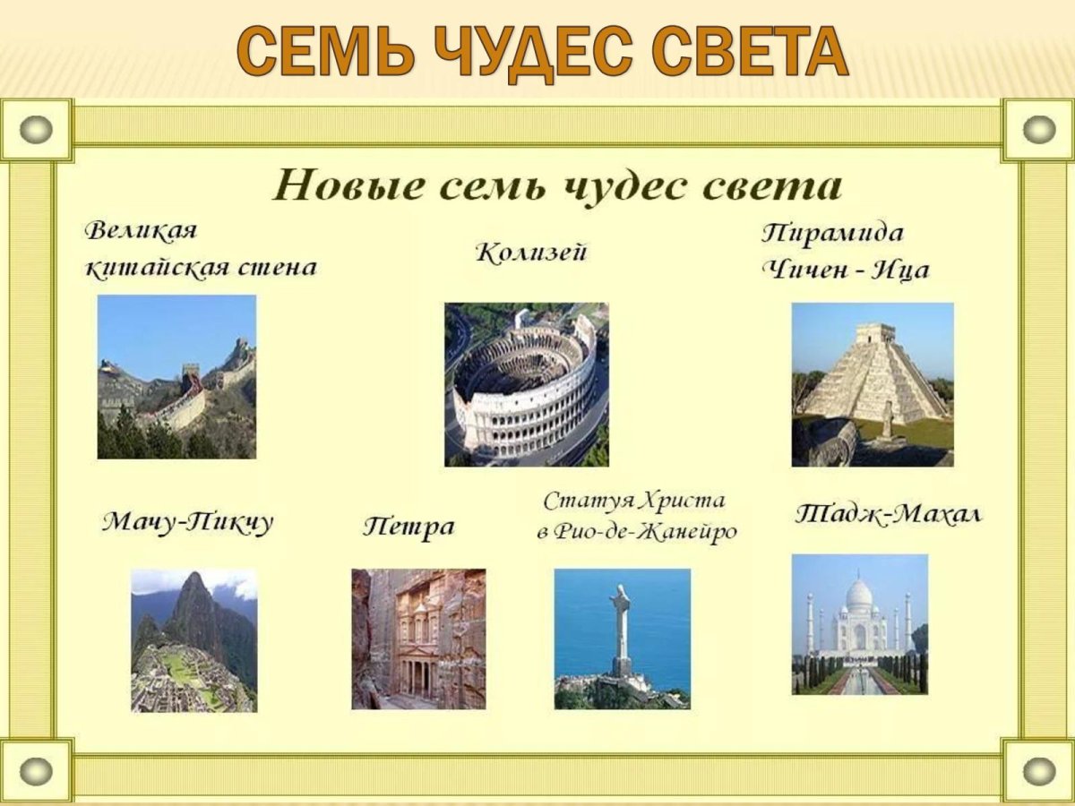 Чудеса света 7 чудес список