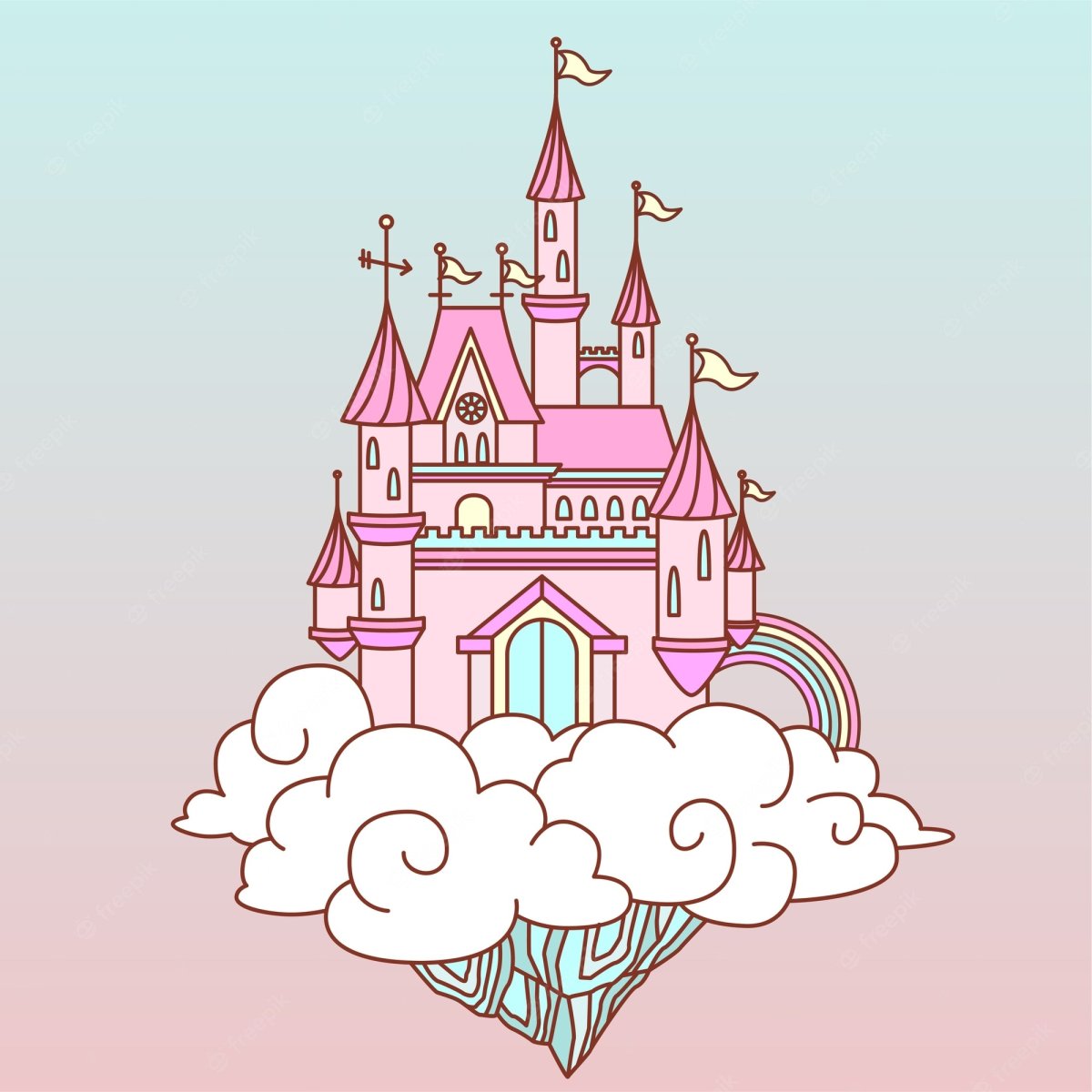 Розовый замок в облаках